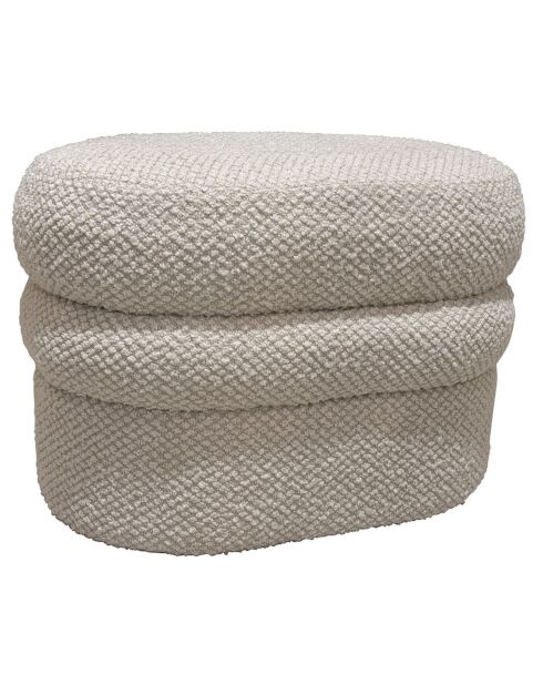 Pouf en Bouclette Structure en Bois Ulysse beige - 64x44x45 cm