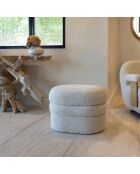 Pouf en Bouclette Structure en Bois Ulysse beige - 64x44x45 cm