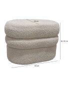 Pouf en Bouclette Structure en Bois Ulysse beige - 64x44x45 cm