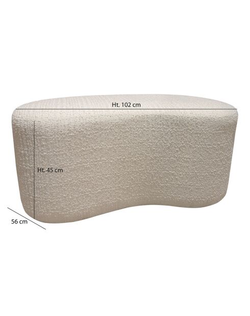 Banc Incurvé  Bouclette Sturcture Bois Malo blanc - 101x56x47cm