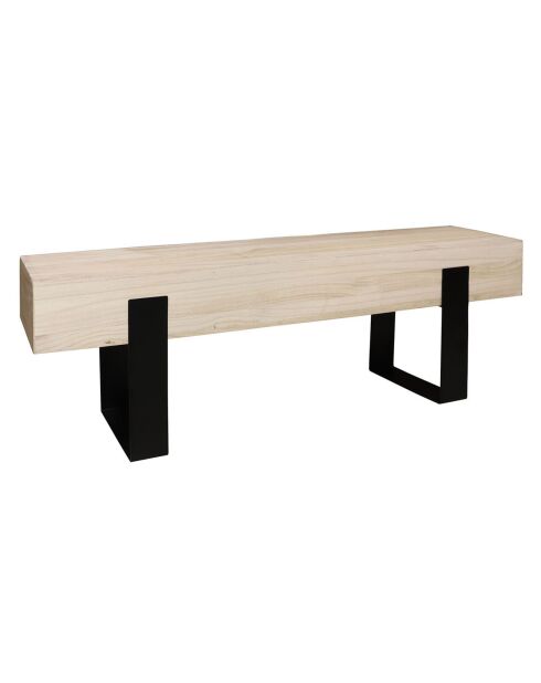 Banc Bois de Paulownia Pied Metal Ora naturel/noir - 120x29x40 cm