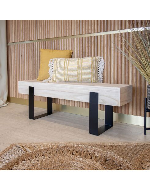 Banc Bois de Paulownia Pied Metal Ora naturel/noir - 120x29x40 cm