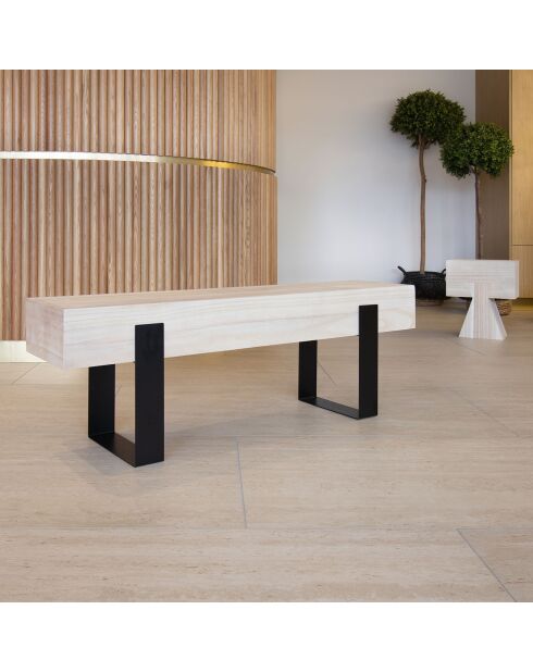 Banc Bois de Paulownia Pied Metal Ora naturel/noir - 120x29x40 cm