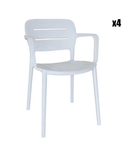 4 Fauteuils de Table en Polypropylène Sunset blancs - 52.5x53x79 cm