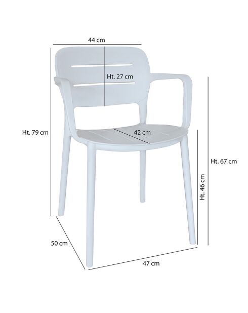 4 Fauteuils de Table en Polypropylène Sunset blancs - 52.5x53x79 cm