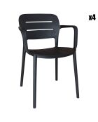 4 Fauteuils de Table en Polypropylène Sunset noirs - 52.5x53x79 cm