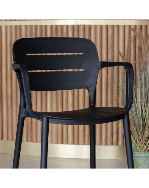 4 Fauteuils de Table en Polypropylène Sunset noirs - 52.5x53x79 cm