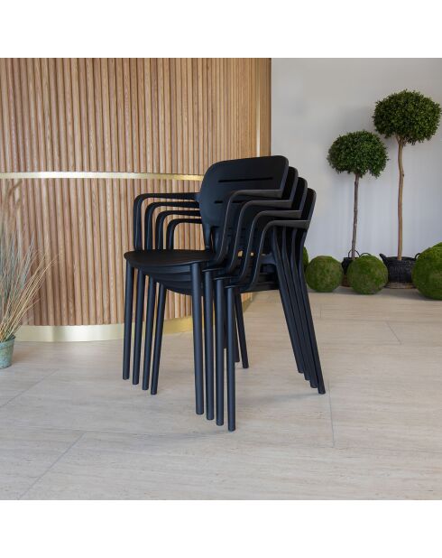 4 Fauteuils de Table en Polypropylène Sunset noirs - 52.5x53x79 cm