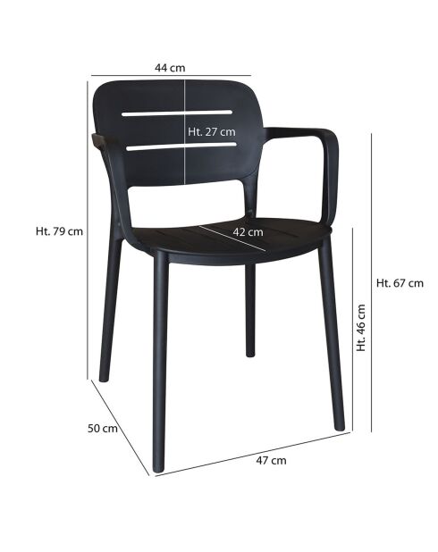 4 Fauteuils de Table en Polypropylène Sunset noirs - 52.5x53x79 cm