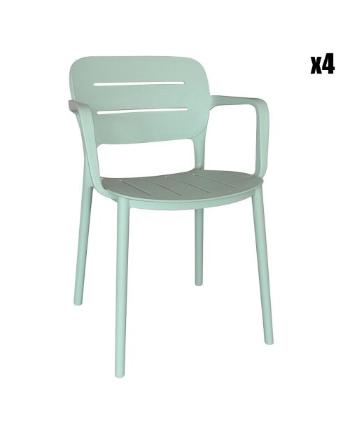 4 Fauteuils de Table en Polypropylène Sunset verts - 52.5x53x79 cm