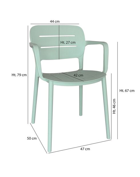 4 Fauteuils de Table en Polypropylène Sunset verts - 52.5x53x79 cm