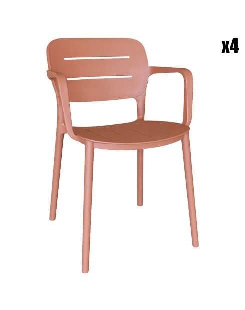 4 Fauteuils de Table en Polypropylène Sunset terracotta - 52.5x53x79 cm