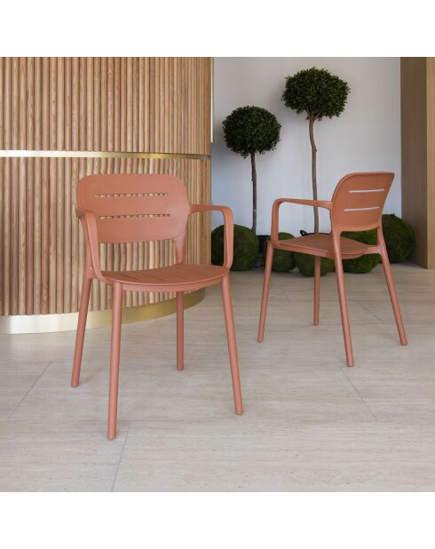 4 Fauteuils de Table en Polypropylène Sunset terracotta - 52.5x53x79 cm