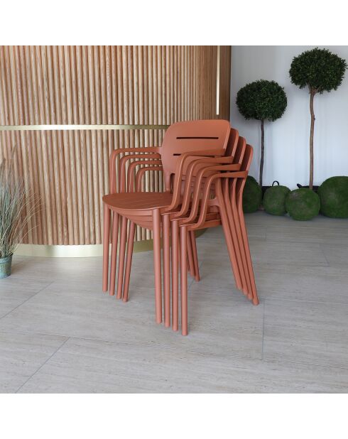 4 Fauteuils de Table en Polypropylène Sunset terracotta - 52.5x53x79 cm