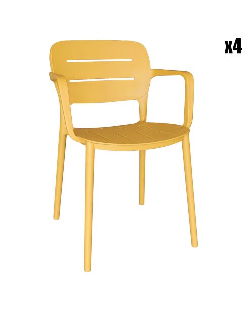 4 Fauteuils de Table en Polypropylène Sunset jaunes - 52.5x53x79 cm