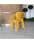 4 Fauteuils de Table en Polypropylène Sunset jaunes - 52.5x53x79 cm