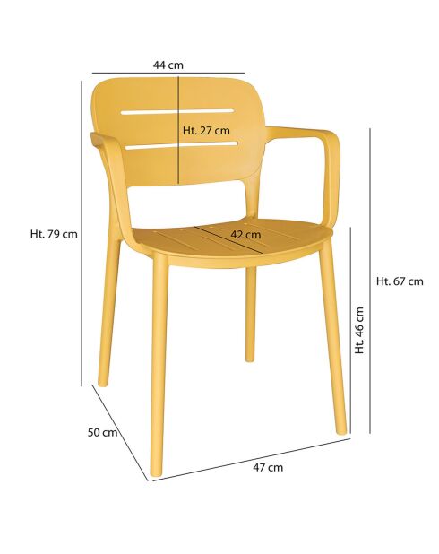 4 Fauteuils de Table en Polypropylène Sunset jaunes - 52.5x53x79 cm