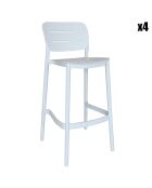 4 Chaises de Bar en Polypropylène Sunset blanches - 48x45x110 cm