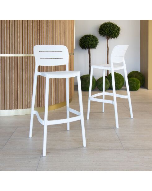 4 Chaises de Bar en Polypropylène Sunset blanches - 48x45x110 cm