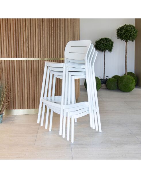 4 Chaises de Bar en Polypropylène Sunset blanches - 48x45x110 cm