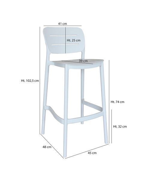 4 Chaises de Bar en Polypropylène Sunset blanches - 48x45x110 cm