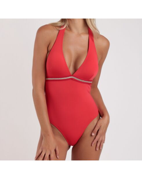 Roter einteiliger Luxus-Sport-Badeanzug