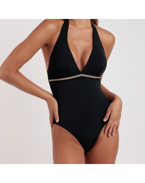 Einteiliger sportlicher Luxe-Badeanzug in Schwarz