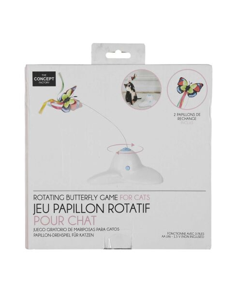 Jeu papillon interactif pour chat blanc - 20x9x16 cm