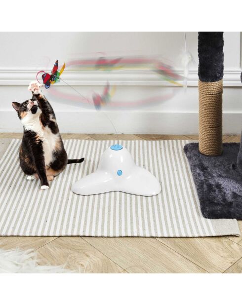 Jeu papillon interactif pour chat blanc - 20x9x16 cm