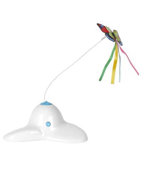 Jeu papillon interactif pour chat blanc - 20x9x16 cm