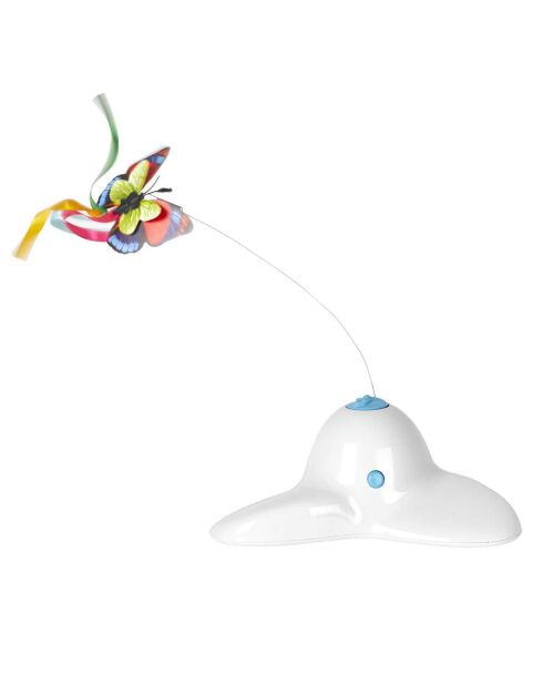 Jeu papillon interactif pour chat blanc - 20x9x16 cm