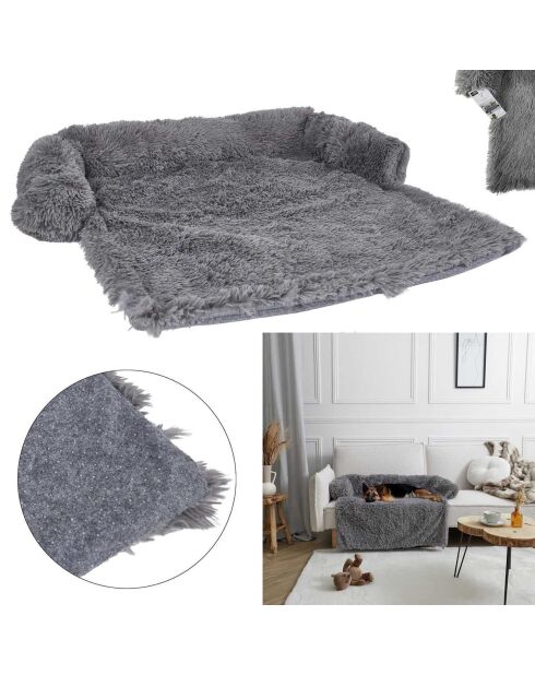 Jeté de lit pour animaux gris - 85x85x15 cm