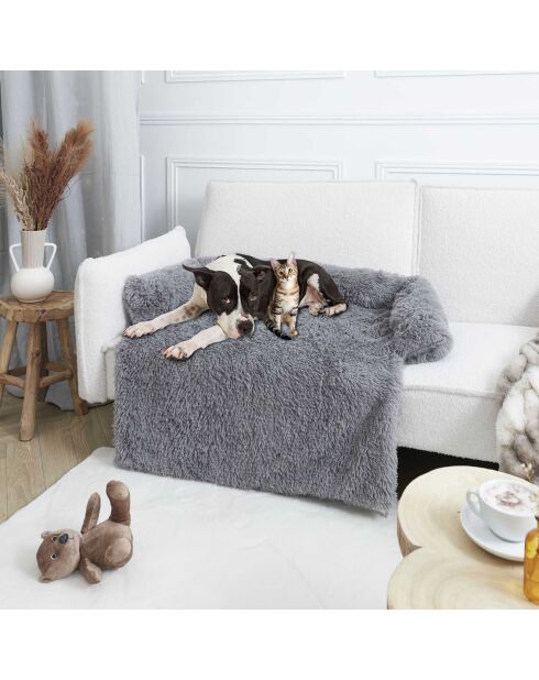 Jeté de lit pour animaux gris - 85x85x15 cm