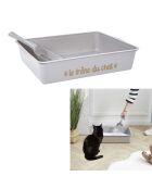 Bac à litière avec pelle gris - 42x31.5x9 cm