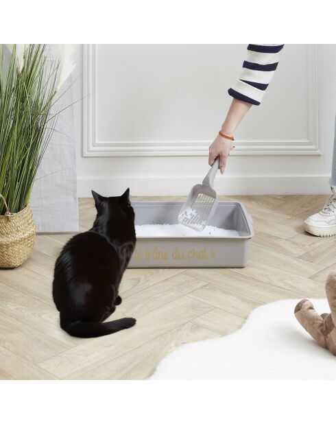 Bac à litière avec pelle gris - 42x31.5x9 cm