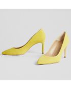 Escarpins en Velours de Cuir Floret jaunes - Talon 8.5 cm