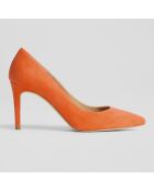 Escarpins en Velours de Cuir Floret orange - Talon 8.5 cm