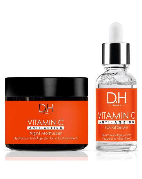 Vitamin C Anti-Aging-Gesichtsserum + Vitamin C Anti-Aging-Nachtfeuchtigkeitscreme - 2 Stück