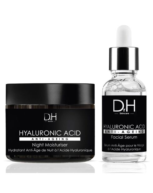 Anti-Aging-Gesichtsserum mit Hyaluronsäure + Anti-Aging-Nachtfeuchtigkeitscreme mit Hyaluronsäure - 2 Stück