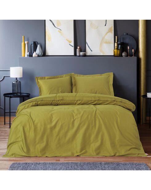 Parure housse de couette en satin de coton Elegant verte