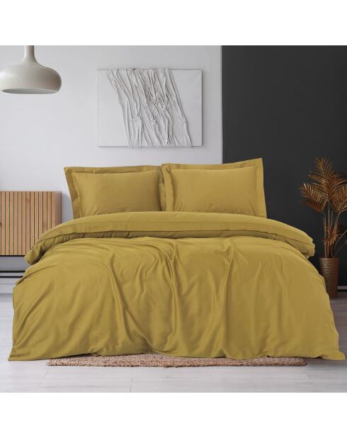Parure housse de couette en satin de coton Elegant moutarde