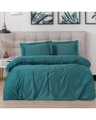Elegantes Bettbezug-Set aus Baumwollsatin in Petrolblau