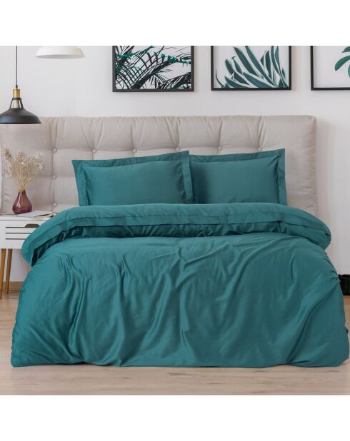 Elegantes Bettbezug-Set aus Baumwollsatin in Petrolblau
