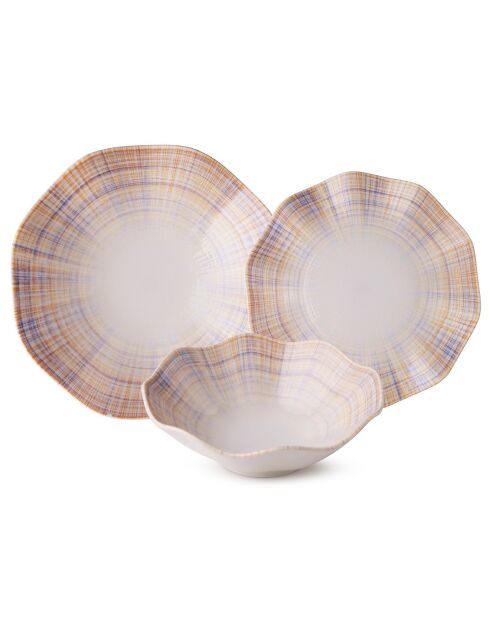 Service de table en Porcelaine multicolore - 24 pièces