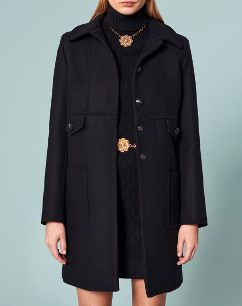 Manteau en Laine mélangée Maja bleu nocturne