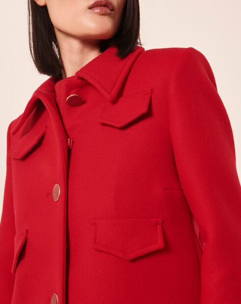 Manteau en Laine mélangée Marin rouge