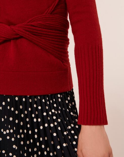 Pull 100% Laine Mérinos Polydore rouge