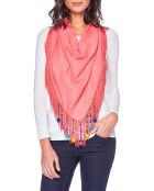 Foulard Unidad multicolore/corail - 115x160x115 cm