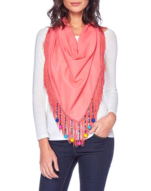 Foulard Unidad multicolore/corail - 115x160x115 cm