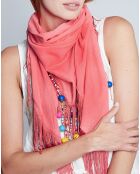Foulard Unidad multicolore/corail - 115x160x115 cm